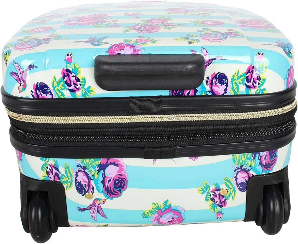 Designer Underseat Luggage Collection - 15 Inch Hardside Carry On Suitcase for Women- Lightweight Under Seat Bag with 2-Rolling Wheels
