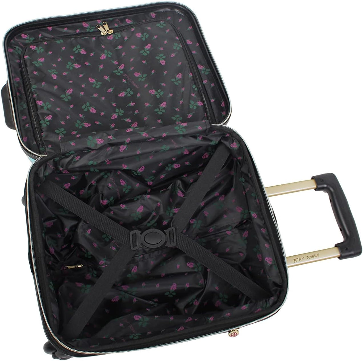 Designer Underseat Luggage Collection - 15 Inch Hardside Carry On Suitcase for Women- Lightweight Under Seat Bag with 2-Rolling Wheels
