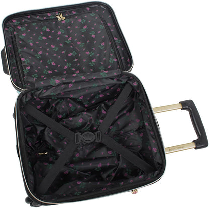 Designer Underseat Luggage Collection - 15 Inch Hardside Carry On Suitcase for Women- Lightweight Under Seat Bag with 2-Rolling Wheels