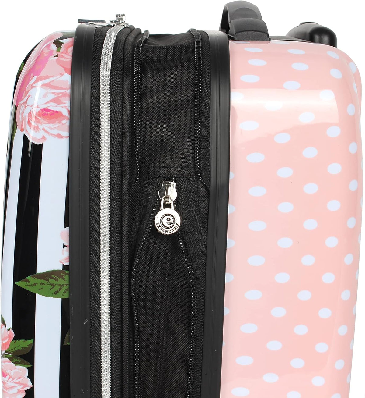 Designer Underseat Luggage Collection - 15 Inch Hardside Carry On Suitcase for Women- Lightweight Under Seat Bag with 2-Rolling Wheels