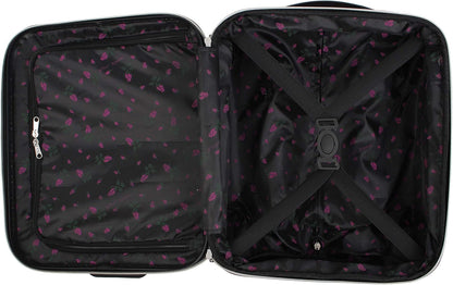 Designer Underseat Luggage Collection - 15 Inch Hardside Carry On Suitcase for Women- Lightweight Under Seat Bag with 2-Rolling Wheels