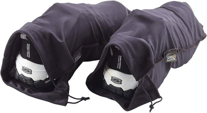 Nylon Drawstring Travel Shoe Bags + Covers for Women & Men, 2 Pair, Charcoal/Black, 1 Pack