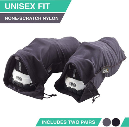 Nylon Drawstring Travel Shoe Bags + Covers for Women & Men, 2 Pair, Charcoal/Black, 1 Pack