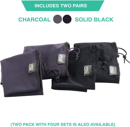Nylon Drawstring Travel Shoe Bags + Covers for Women & Men, 2 Pair, Charcoal/Black, 1 Pack