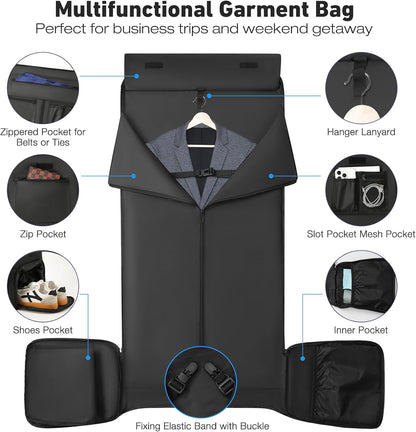 Convertible Garment Bags for Travel, 47L Garment Duffle bag for Hanging Clothes, 3 in 1 Suit Travel Bag for Business Trips with Shoulder Strap, Carry On Suit Luggage for Men,Blackbrown