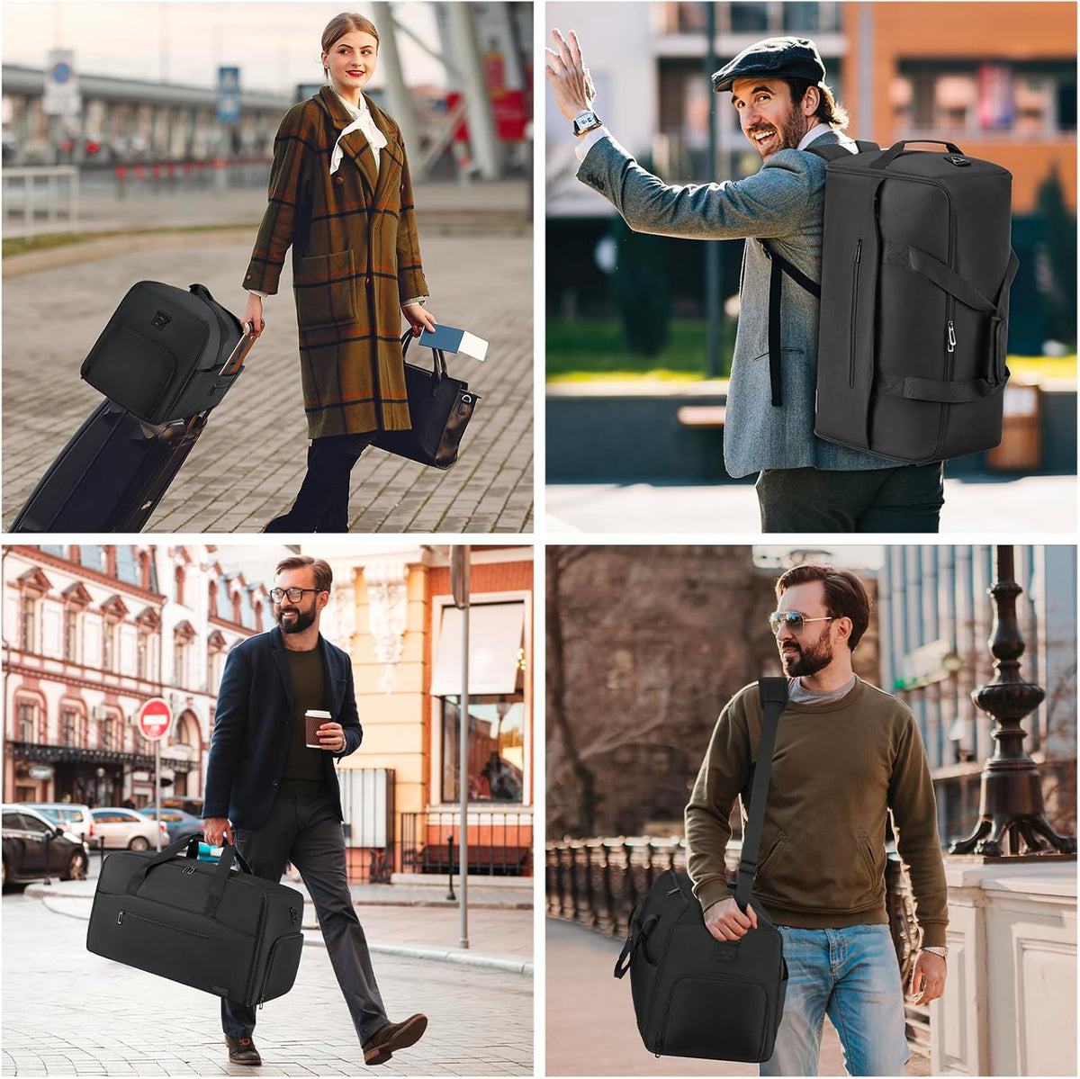 Convertible Garment Bags for Travel, 47L Garment Duffle bag for Hanging Clothes, 3 in 1 Suit Travel Bag for Business Trips with Shoulder Strap, Carry On Suit Luggage for Men,Blackbrown