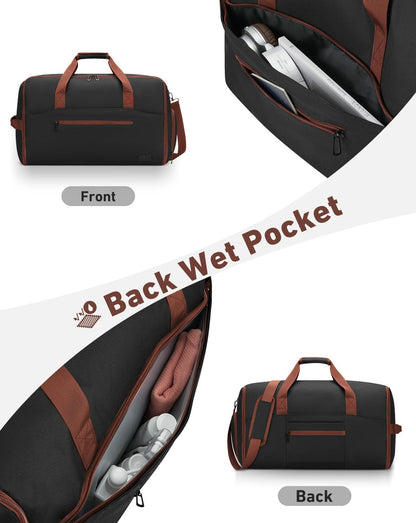 Convertible Garment Bags for Travel, 47L Garment Duffle bag for Hanging Clothes, 3 in 1 Suit Travel Bag for Business Trips with Shoulder Strap, Carry On Suit Luggage for Men,Blackbrown