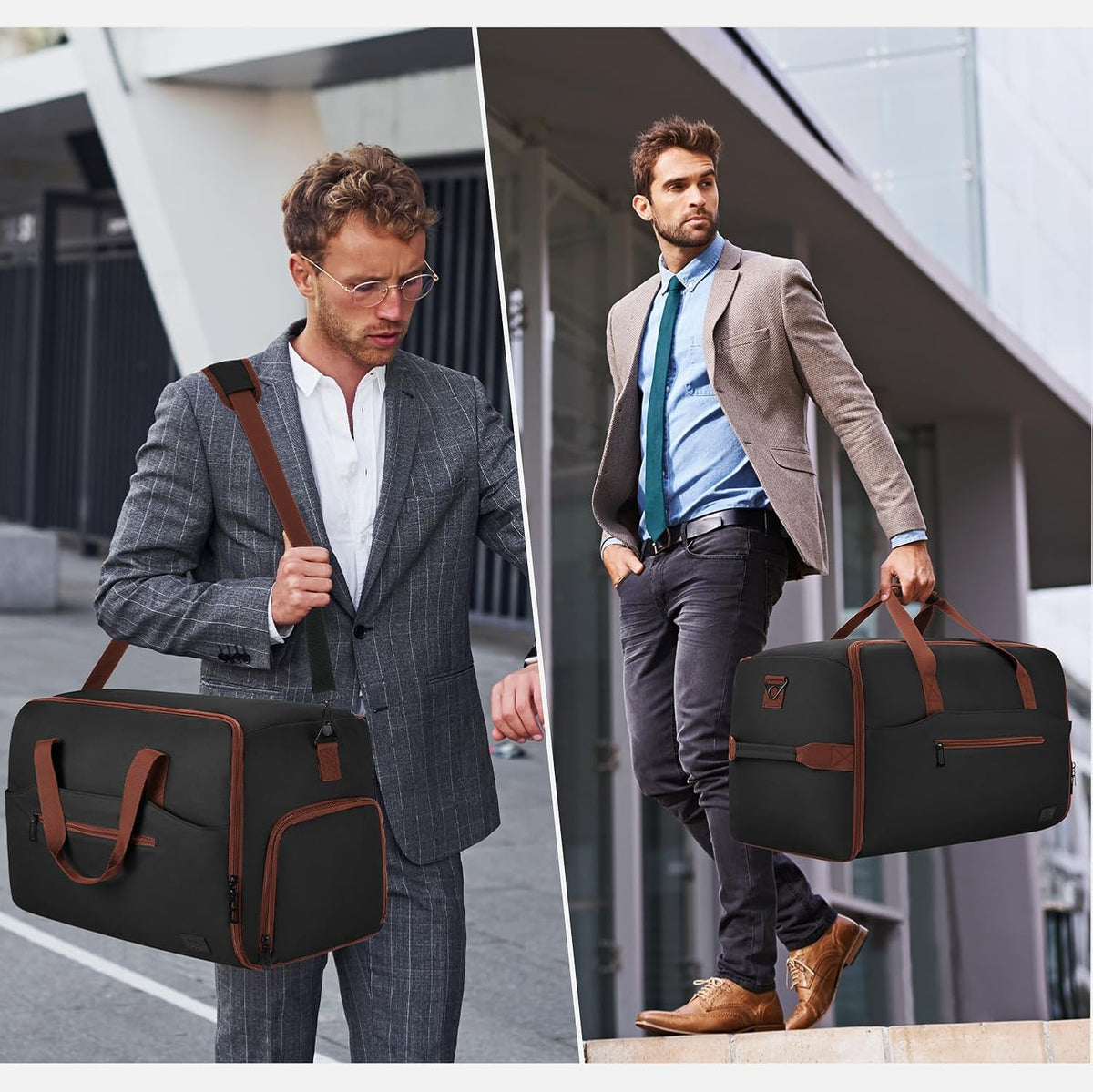 Convertible Garment Bags for Travel, 47L Garment Duffle bag for Hanging Clothes, 3 in 1 Suit Travel Bag for Business Trips with Shoulder Strap, Carry On Suit Luggage for Men,Blackbrown