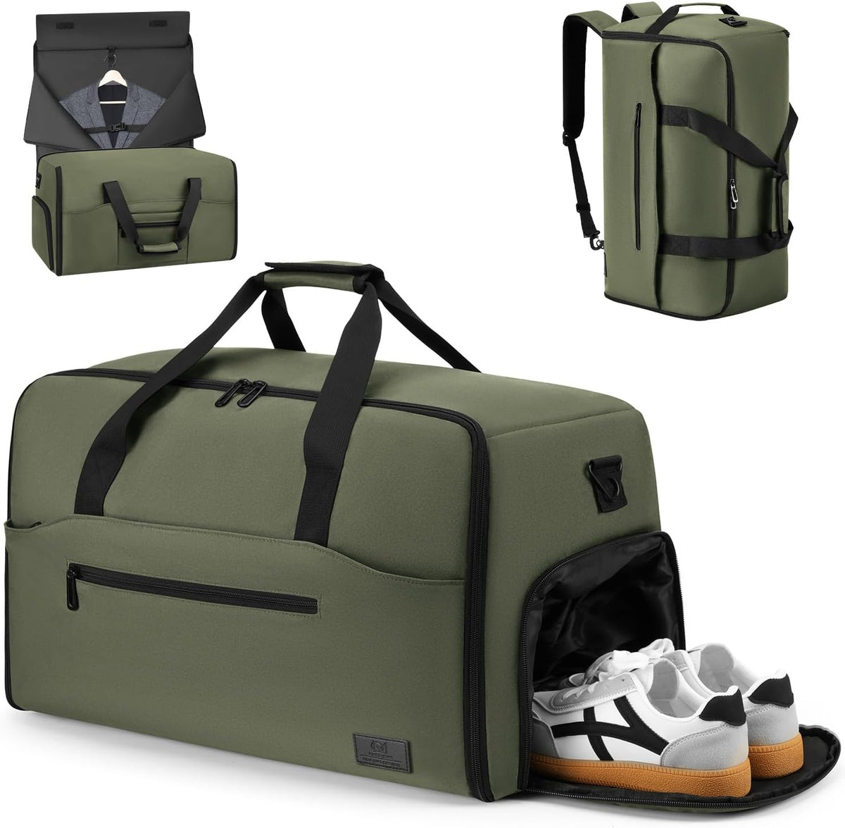Convertible Garment Bags for Travel, 47L Garment Duffle bag for Hanging Clothes, 3 in 1 Suit Travel Bag for Business Trips with Shoulder Strap, Carry On Suit Luggage for Men,Blackbrown