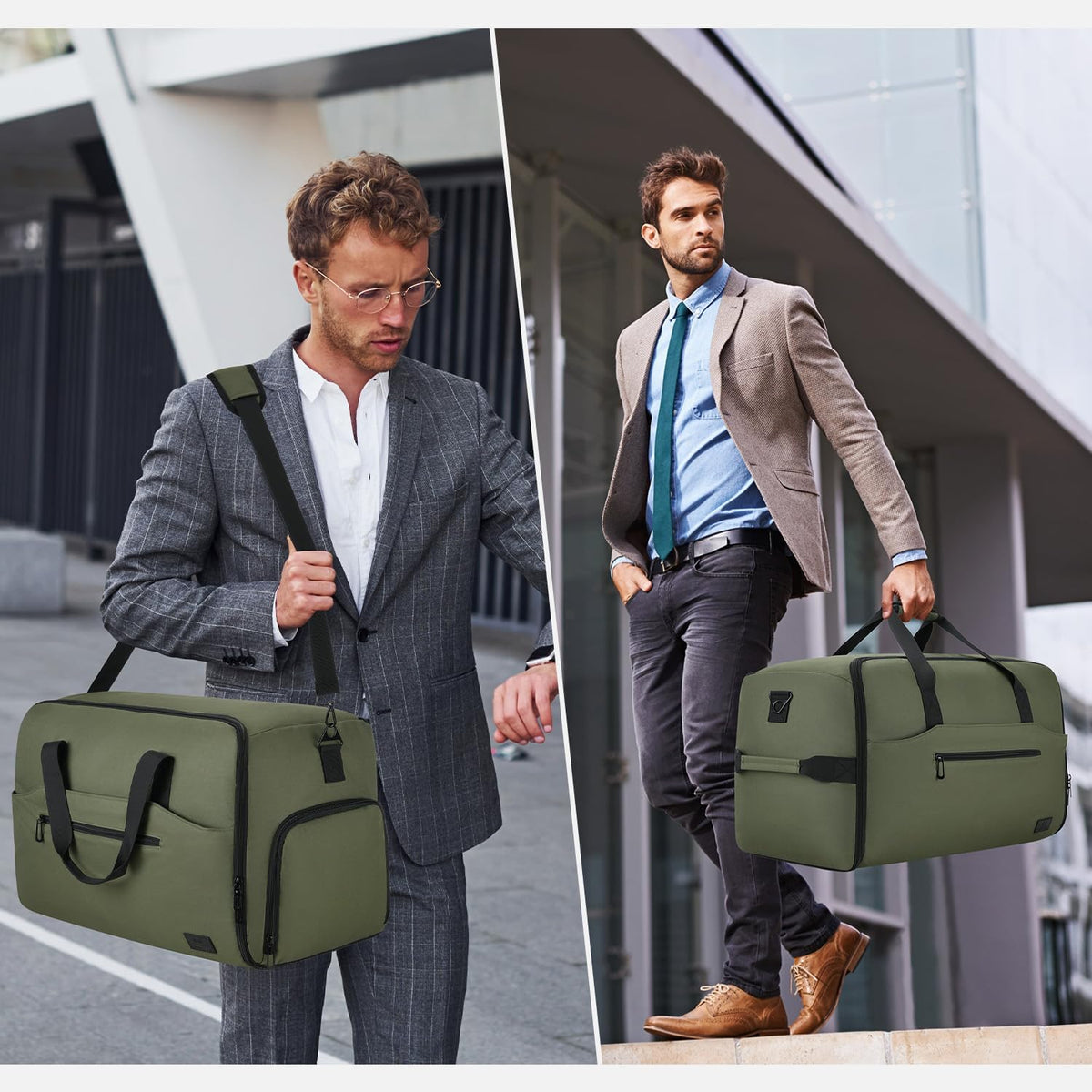 Convertible Garment Bags for Travel, 47L Garment Duffle bag for Hanging Clothes, 3 in 1 Suit Travel Bag for Business Trips with Shoulder Strap, Carry On Suit Luggage for Men,Blackbrown