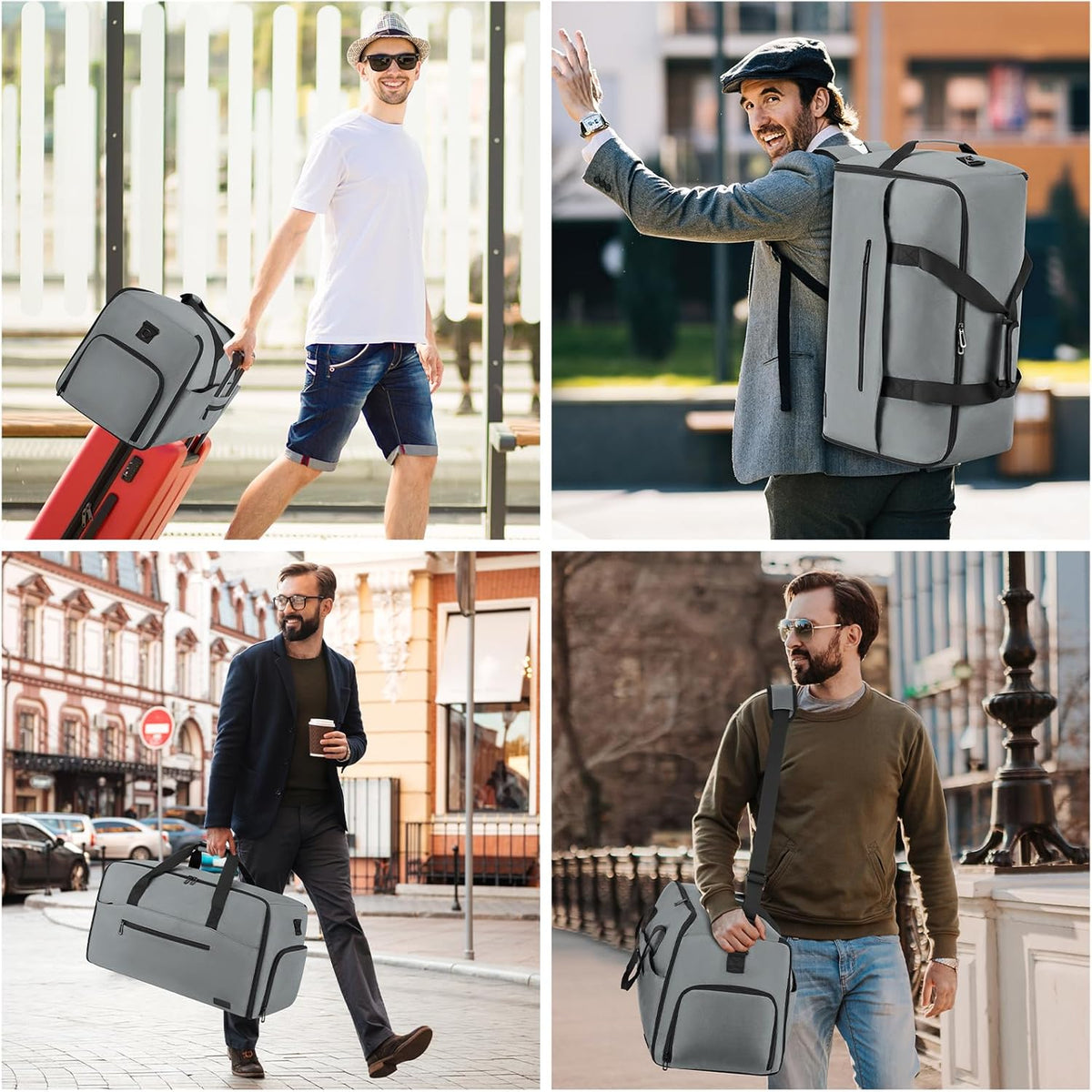Convertible Garment Bags for Travel, 47L Garment Duffle bag for Hanging Clothes, 3 in 1 Suit Travel Bag for Business Trips with Shoulder Strap, Carry On Suit Luggage for Men,Blackbrown