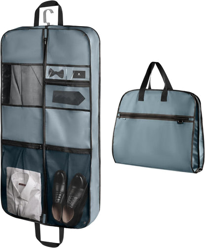 40" Gusseted Travel Garment Bag, Heavy Duty Hanging Suit Bag, Dress Bag for Closet Storage, Foldable Suit Cover Protector for Clothes Shirts Dresses Coats(Grey)