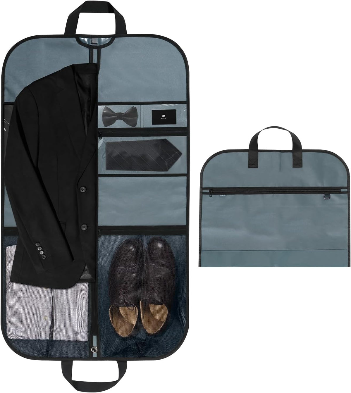 40" Gusseted Travel Garment Bag, Heavy Duty Hanging Suit Bag, Dress Bag for Closet Storage, Foldable Suit Cover Protector for Clothes Shirts Dresses Coats(Grey)
