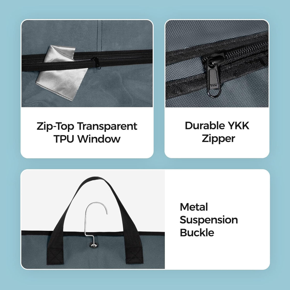 40" Gusseted Travel Garment Bag, Heavy Duty Hanging Suit Bag, Dress Bag for Closet Storage, Foldable Suit Cover Protector for Clothes Shirts Dresses Coats(Grey)