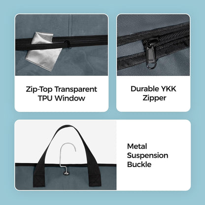 40" Gusseted Travel Garment Bag, Heavy Duty Hanging Suit Bag, Dress Bag for Closet Storage, Foldable Suit Cover Protector for Clothes Shirts Dresses Coats(Grey)