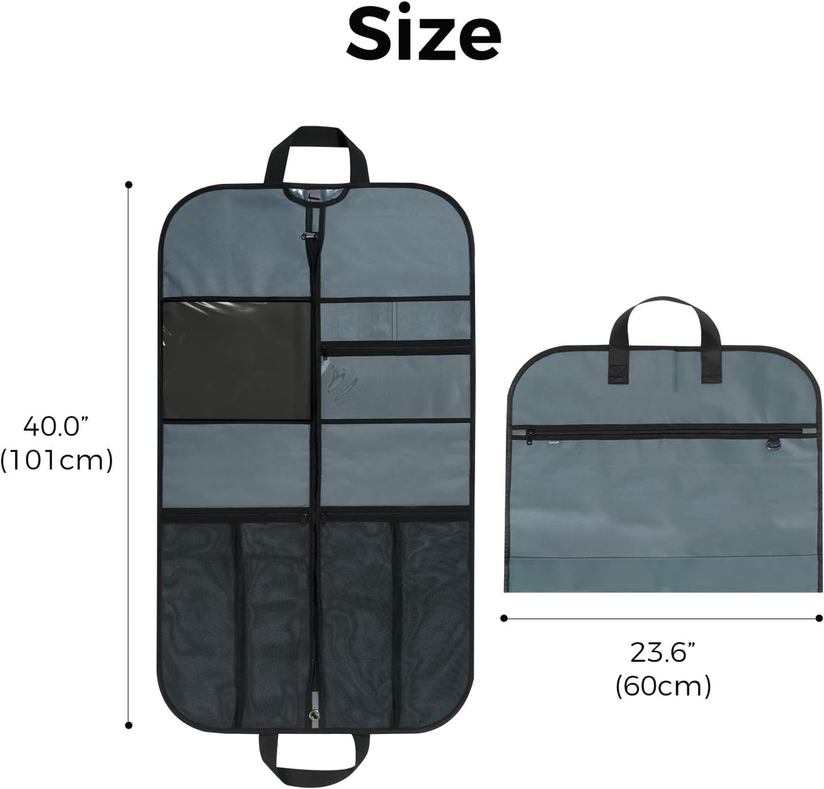 40" Gusseted Travel Garment Bag, Heavy Duty Hanging Suit Bag, Dress Bag for Closet Storage, Foldable Suit Cover Protector for Clothes Shirts Dresses Coats(Grey)