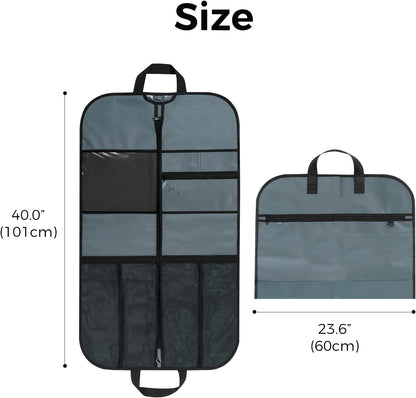 40" Gusseted Travel Garment Bag, Heavy Duty Hanging Suit Bag, Dress Bag for Closet Storage, Foldable Suit Cover Protector for Clothes Shirts Dresses Coats(Grey)