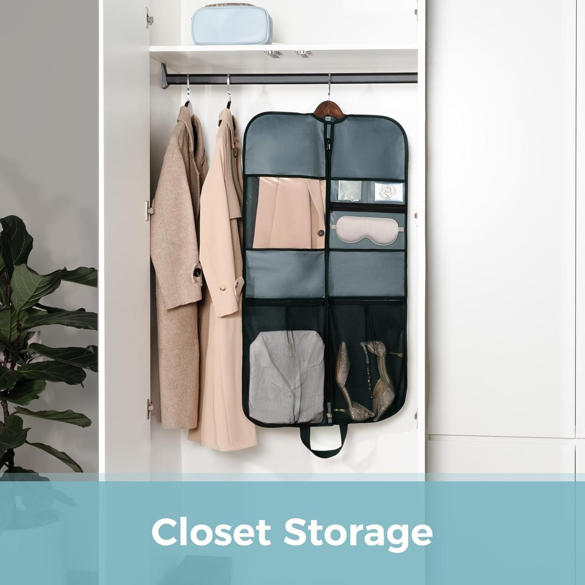 40" Gusseted Travel Garment Bag, Heavy Duty Hanging Suit Bag, Dress Bag for Closet Storage, Foldable Suit Cover Protector for Clothes Shirts Dresses Coats(Grey)