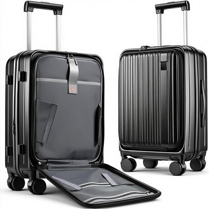 Expandable Top Opening 20 Inch Carry On Luggage with Laptop Compartment – Polycarbonate Hard Shell Suitcase, TSA Lock & Spinner Wheels (White)