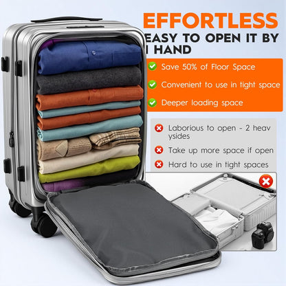 Expandable Top Opening 20 Inch Carry On Luggage with Laptop Compartment – Polycarbonate Hard Shell Suitcase, TSA Lock & Spinner Wheels (White)