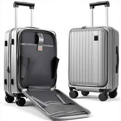 Expandable Top Opening 20 Inch Carry On Luggage with Laptop Compartment – Polycarbonate Hard Shell Suitcase, TSA Lock & Spinner Wheels (White)