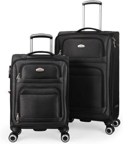 20'' Carry on Luggage,Softside Suitcase w/Combination LOCK,Expandable 15% Luggage w/Double Spinner Wheels,Lightweight Rolling Suitcases for Men/Women（Blue,20in）