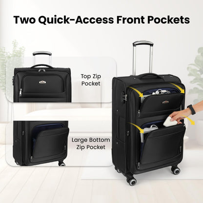 20'' Carry on Luggage,Softside Suitcase w/Combination LOCK,Expandable 15% Luggage w/Double Spinner Wheels,Lightweight Rolling Suitcases for Men/Women（Blue,20in）