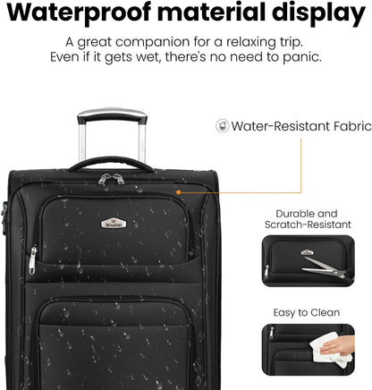 20'' Carry on Luggage,Softside Suitcase w/Combination LOCK,Expandable 15% Luggage w/Double Spinner Wheels,Lightweight Rolling Suitcases for Men/Women（Blue,20in）