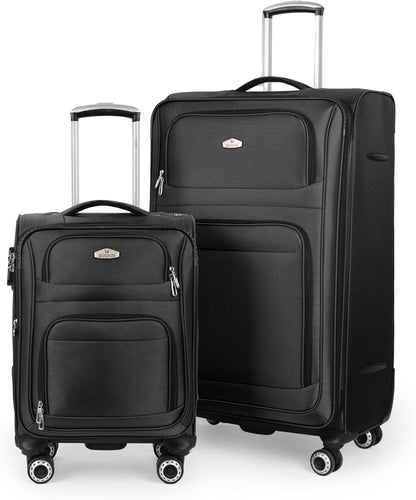20'' Carry on Luggage,Softside Suitcase w/Combination LOCK,Expandable 15% Luggage w/Double Spinner Wheels,Lightweight Rolling Suitcases for Men/Women（Blue,20in）
