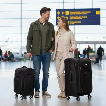 20'' Carry on Luggage,Softside Suitcase w/Combination LOCK,Expandable 15% Luggage w/Double Spinner Wheels,Lightweight Rolling Suitcases for Men/Women（Blue,20in）