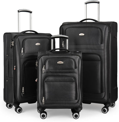 20'' Carry on Luggage,Softside Suitcase w/Combination LOCK,Expandable 15% Luggage w/Double Spinner Wheels,Lightweight Rolling Suitcases for Men/Women（Blue,20in）