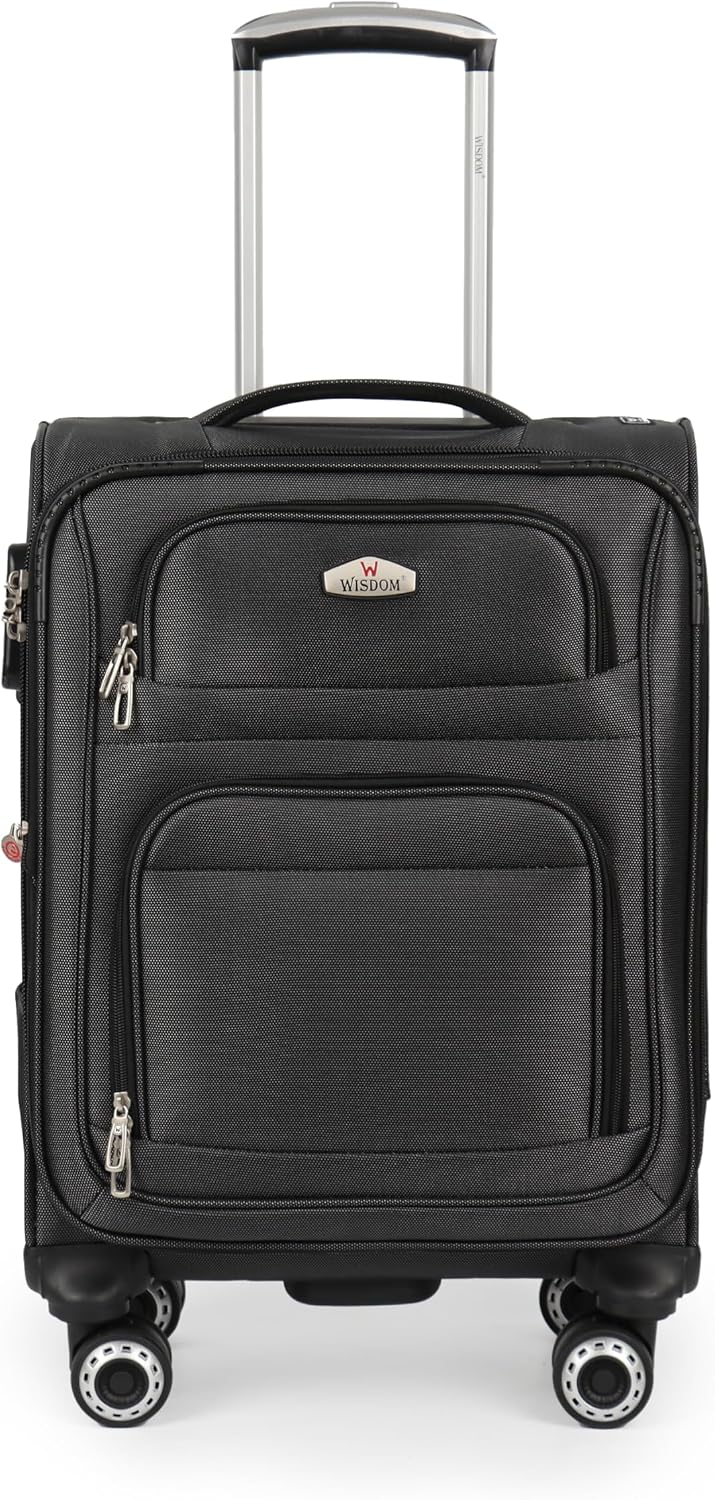 20'' Carry on Luggage,Softside Suitcase w/Combination LOCK,Expandable 15% Luggage w/Double Spinner Wheels,Lightweight Rolling Suitcases for Men/Women（Blue,20in）