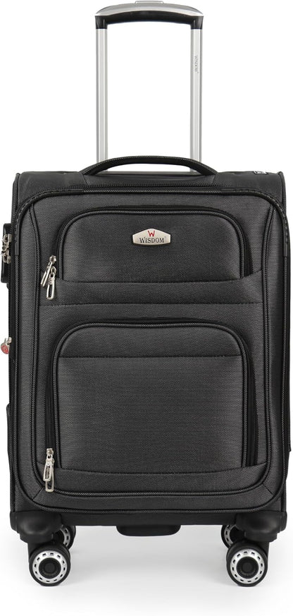 20'' Carry on Luggage,Softside Suitcase w/Combination LOCK,Expandable 15% Luggage w/Double Spinner Wheels,Lightweight Rolling Suitcases for Men/Women（Blue,20in）