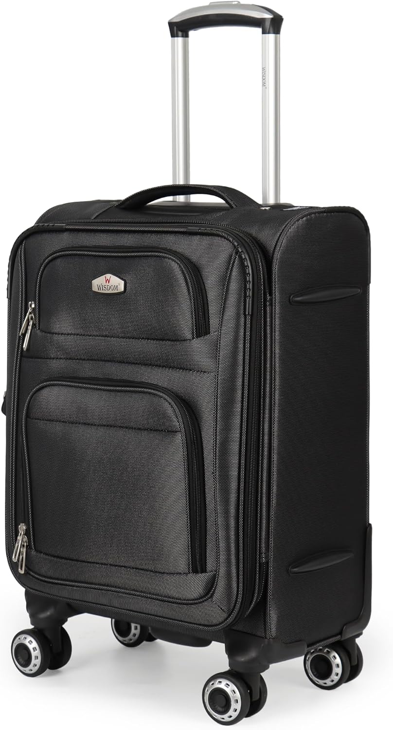 20'' Carry on Luggage,Softside Suitcase w/Combination LOCK,Expandable 15% Luggage w/Double Spinner Wheels,Lightweight Rolling Suitcases for Men/Women（Blue,20in）