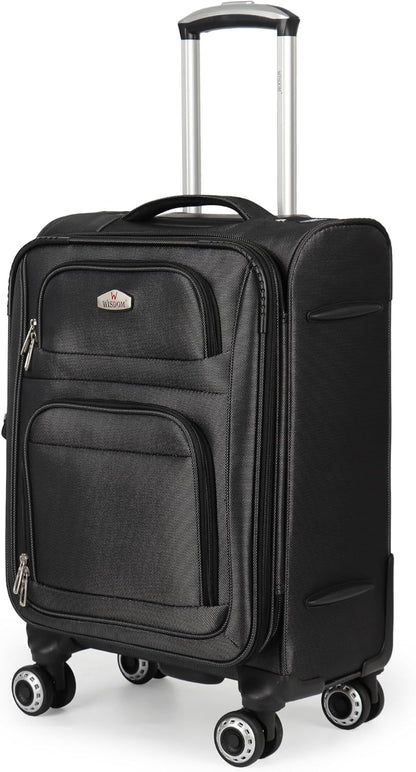 20'' Carry on Luggage,Softside Suitcase w/Combination LOCK,Expandable 15% Luggage w/Double Spinner Wheels,Lightweight Rolling Suitcases for Men/Women（Blue,20in）
