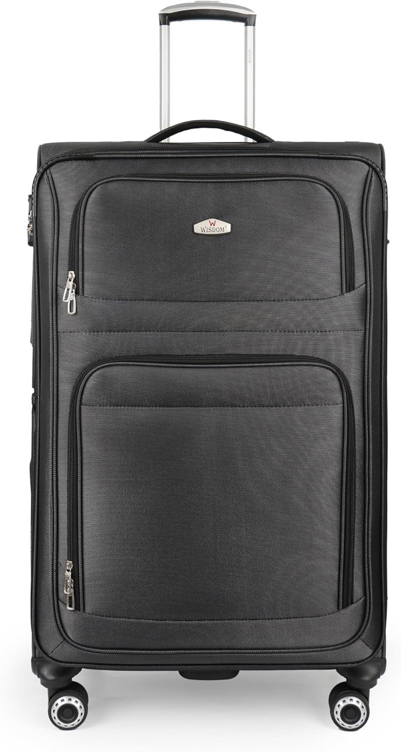 20'' Carry on Luggage,Softside Suitcase w/Combination LOCK,Expandable 15% Luggage w/Double Spinner Wheels,Lightweight Rolling Suitcases for Men/Women（Blue,20in）
