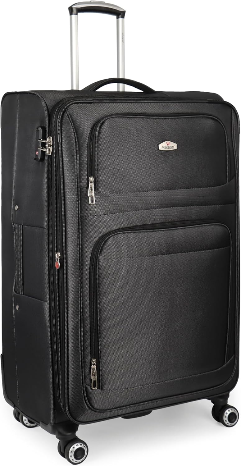 20'' Carry on Luggage,Softside Suitcase w/Combination LOCK,Expandable 15% Luggage w/Double Spinner Wheels,Lightweight Rolling Suitcases for Men/Women（Blue,20in）