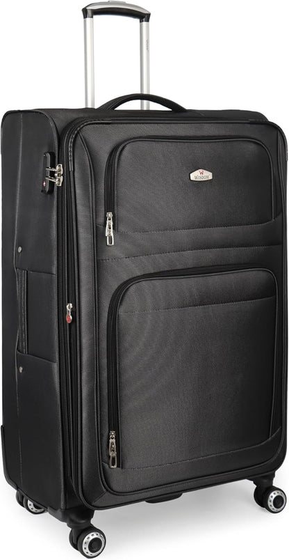 20'' Carry on Luggage,Softside Suitcase w/Combination LOCK,Expandable 15% Luggage w/Double Spinner Wheels,Lightweight Rolling Suitcases for Men/Women（Blue,20in）