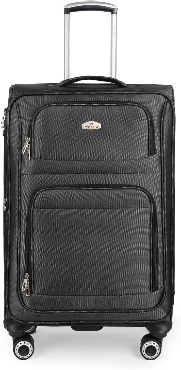 20'' Carry on Luggage,Softside Suitcase w/Combination LOCK,Expandable 15% Luggage w/Double Spinner Wheels,Lightweight Rolling Suitcases for Men/Women（Blue,20in）