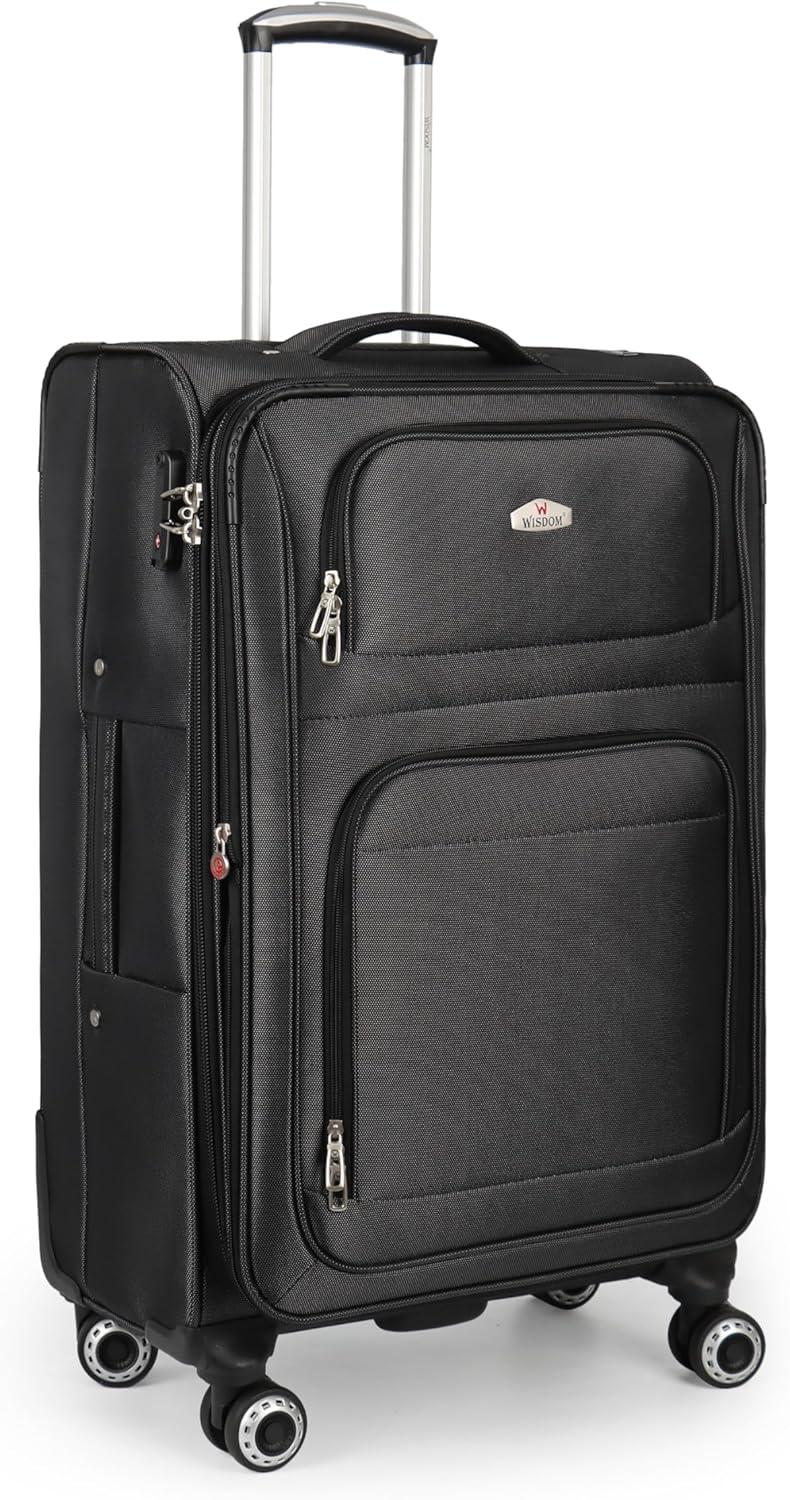 20'' Carry on Luggage,Softside Suitcase w/Combination LOCK,Expandable 15% Luggage w/Double Spinner Wheels,Lightweight Rolling Suitcases for Men/Women（Blue,20in）