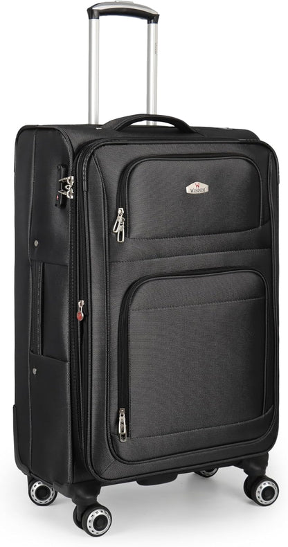20'' Carry on Luggage,Softside Suitcase w/Combination LOCK,Expandable 15% Luggage w/Double Spinner Wheels,Lightweight Rolling Suitcases for Men/Women（Blue,20in）