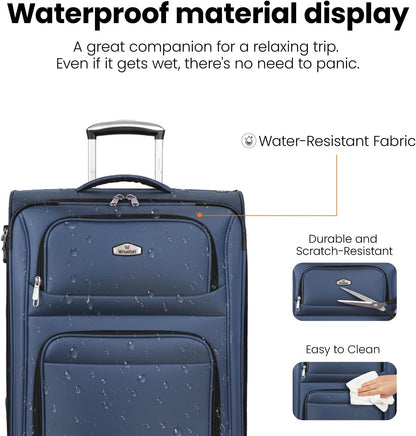 20'' Carry on Luggage,Softside Suitcase w/Combination LOCK,Expandable 15% Luggage w/Double Spinner Wheels,Lightweight Rolling Suitcases for Men/Women（Blue,20in）