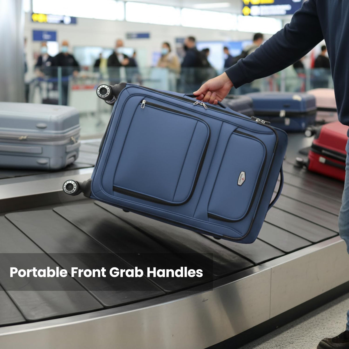 20'' Carry on Luggage,Softside Suitcase w/Combination LOCK,Expandable 15% Luggage w/Double Spinner Wheels,Lightweight Rolling Suitcases for Men/Women（Blue,20in）