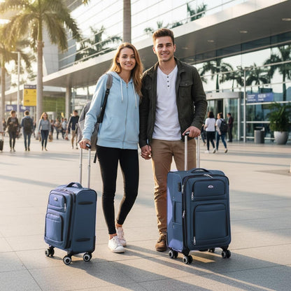 20'' Carry on Luggage,Softside Suitcase w/Combination LOCK,Expandable 15% Luggage w/Double Spinner Wheels,Lightweight Rolling Suitcases for Men/Women（Blue,20in）