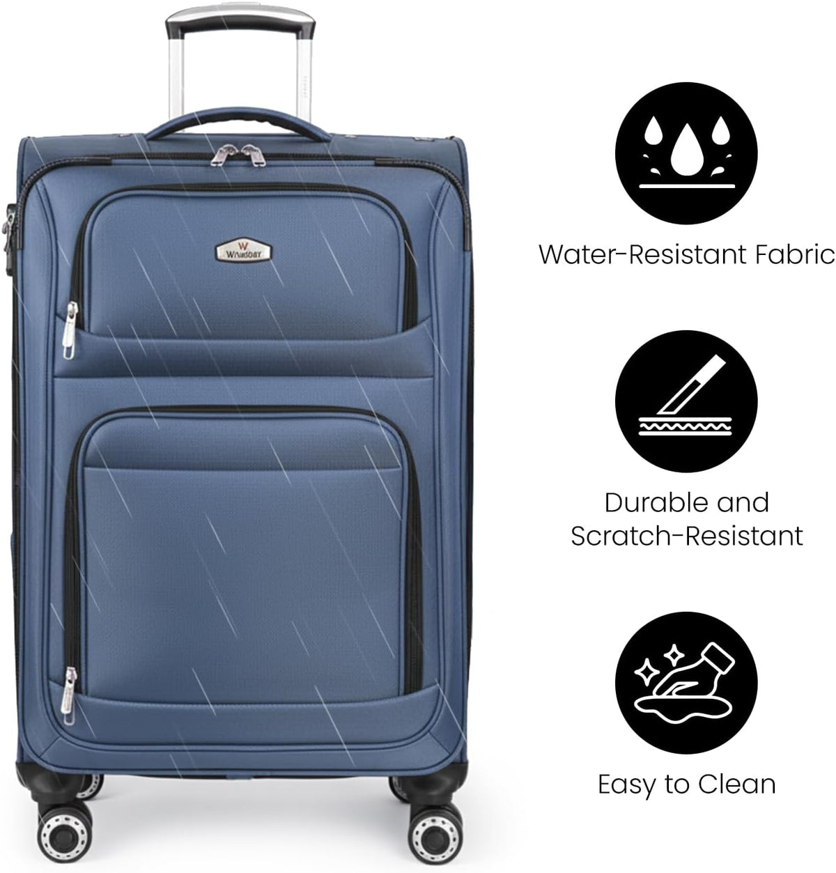 20'' Carry on Luggage,Softside Suitcase w/Combination LOCK,Expandable 15% Luggage w/Double Spinner Wheels,Lightweight Rolling Suitcases for Men/Women（Blue,20in）