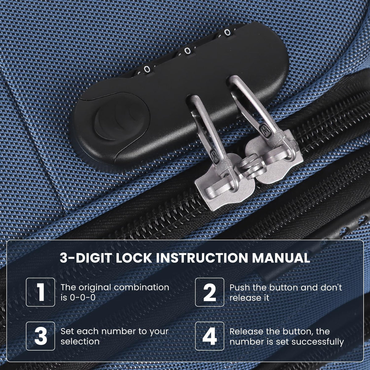 20'' Carry on Luggage,Softside Suitcase w/Combination LOCK,Expandable 15% Luggage w/Double Spinner Wheels,Lightweight Rolling Suitcases for Men/Women（Blue,20in）