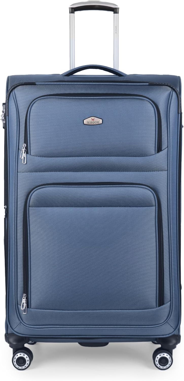 20'' Carry on Luggage,Softside Suitcase w/Combination LOCK,Expandable 15% Luggage w/Double Spinner Wheels,Lightweight Rolling Suitcases for Men/Women（Blue,20in）