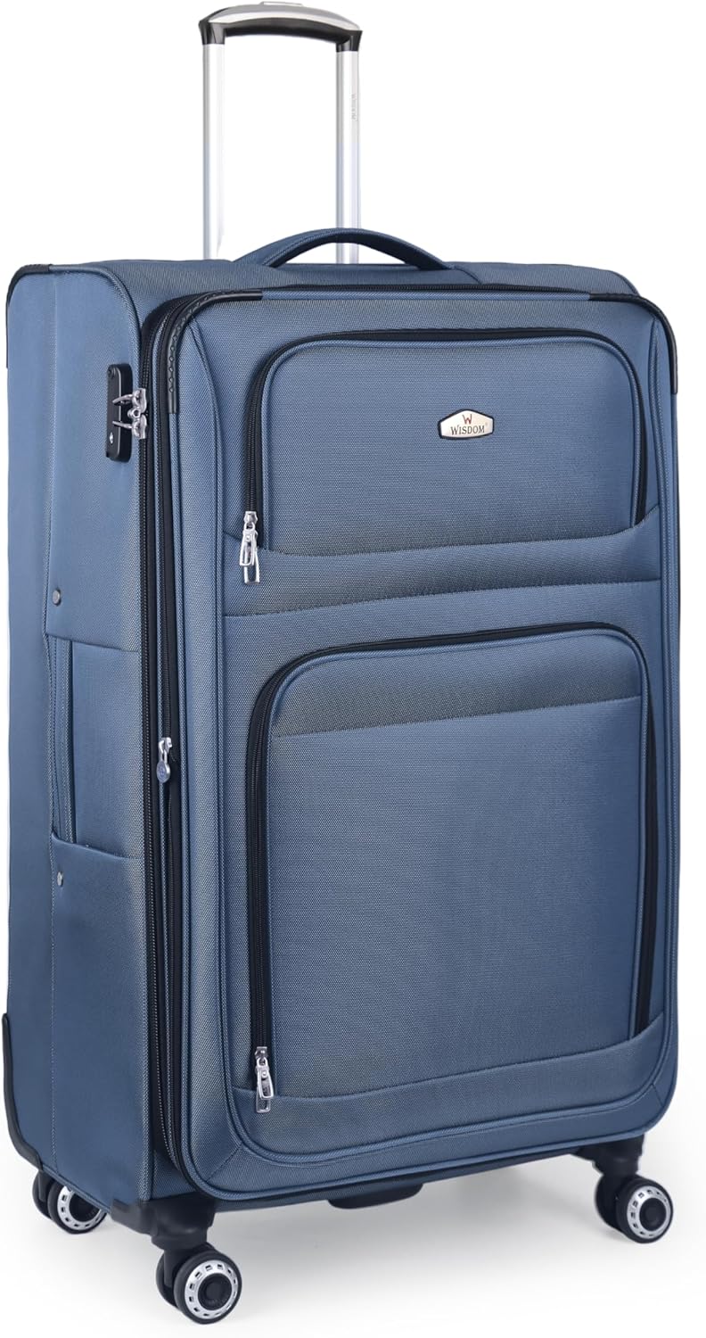 20'' Carry on Luggage,Softside Suitcase w/Combination LOCK,Expandable 15% Luggage w/Double Spinner Wheels,Lightweight Rolling Suitcases for Men/Women（Blue,20in）