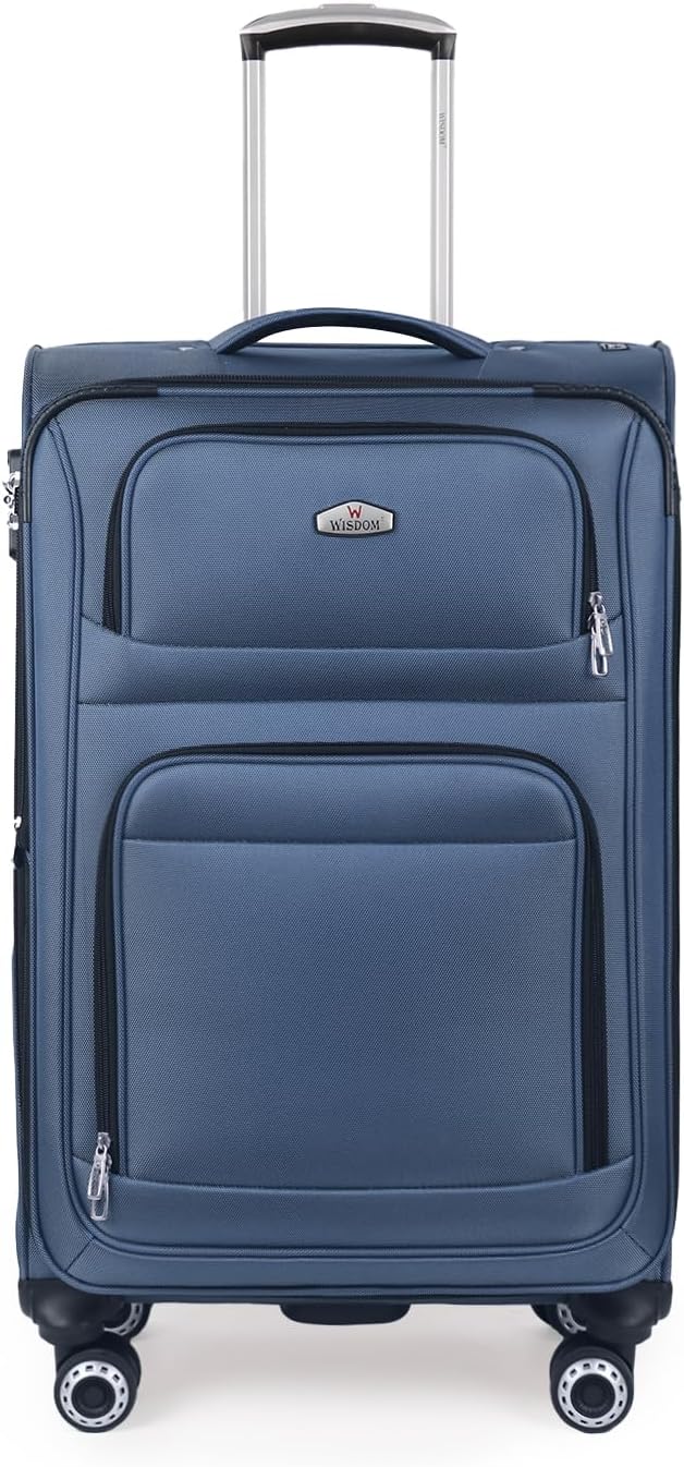 20'' Carry on Luggage,Softside Suitcase w/Combination LOCK,Expandable 15% Luggage w/Double Spinner Wheels,Lightweight Rolling Suitcases for Men/Women（Blue,20in）