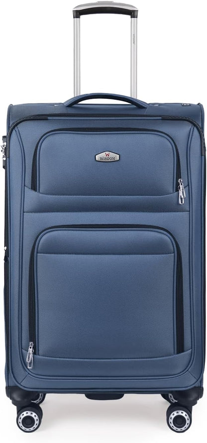 20'' Carry on Luggage,Softside Suitcase w/Combination LOCK,Expandable 15% Luggage w/Double Spinner Wheels,Lightweight Rolling Suitcases for Men/Women（Blue,20in）